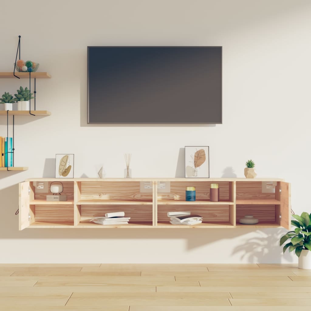 vægskabe 2 stk. 80x30x30 cm massivt fyrretræ