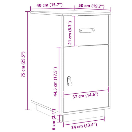 skrivebordsskab 40x50x75 cm massivt fyrretræ hvid