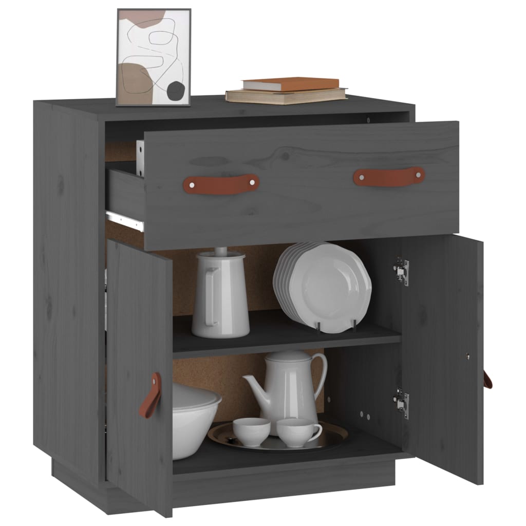 skænk 65,5x40x75 cm massivt fyrretræ grå