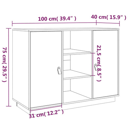 skænk 100x40x75 cm massivt fyrretræ hvid
