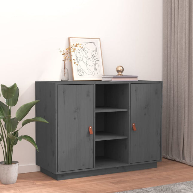 skænk 100x40x75 cm massivt fyrretræ Grå