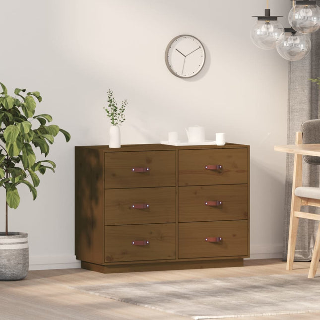 skænk 100x40x75 cm massivt fyrretræ gyldenbrun