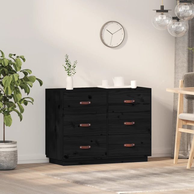 skænk 100x40x75 cm massivt fyrretræ sort