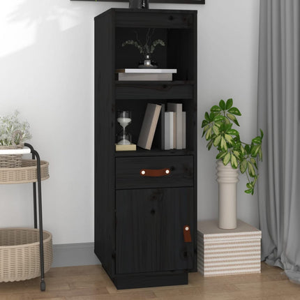 højskab 34x40x108,5 cm massivt fyrretræ sort
