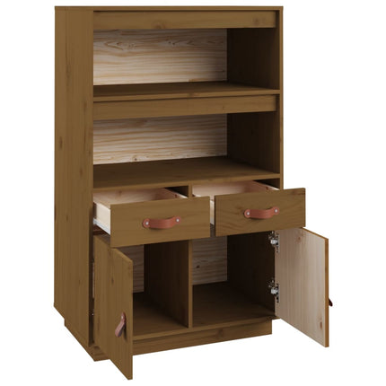 højskab 67x40x108,5 cm massivt fyrretræ gyldenbrun