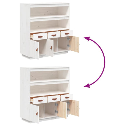 højskab 100x40x108,5 cm massivt fyrretræ hvid