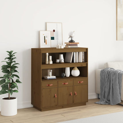 højskab 100x40x108,5 cm massivt fyrretræ gyldenbrun