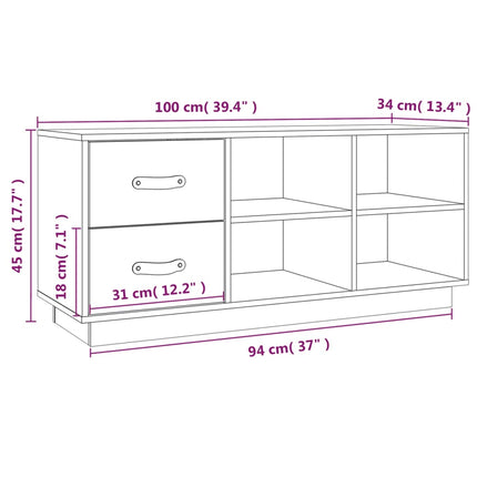 skobænk 100x34x45 cm massivt fyrretræ hvid