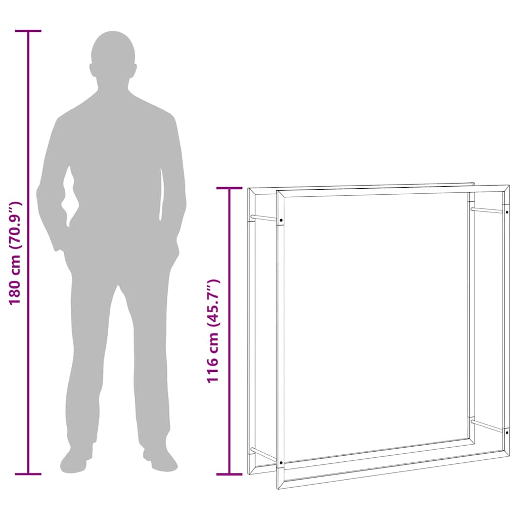 brændestativ 110x28x116 cm stål matsort