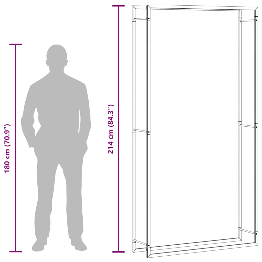 brændestativ 110x28x214 cm stål matsort