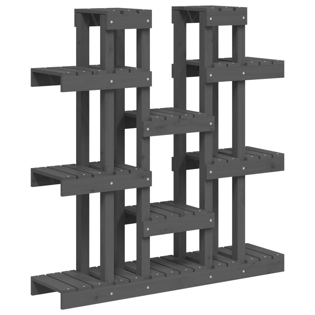 plantestativ 104,5x25x109,5 cm massivt fyrretræ grå