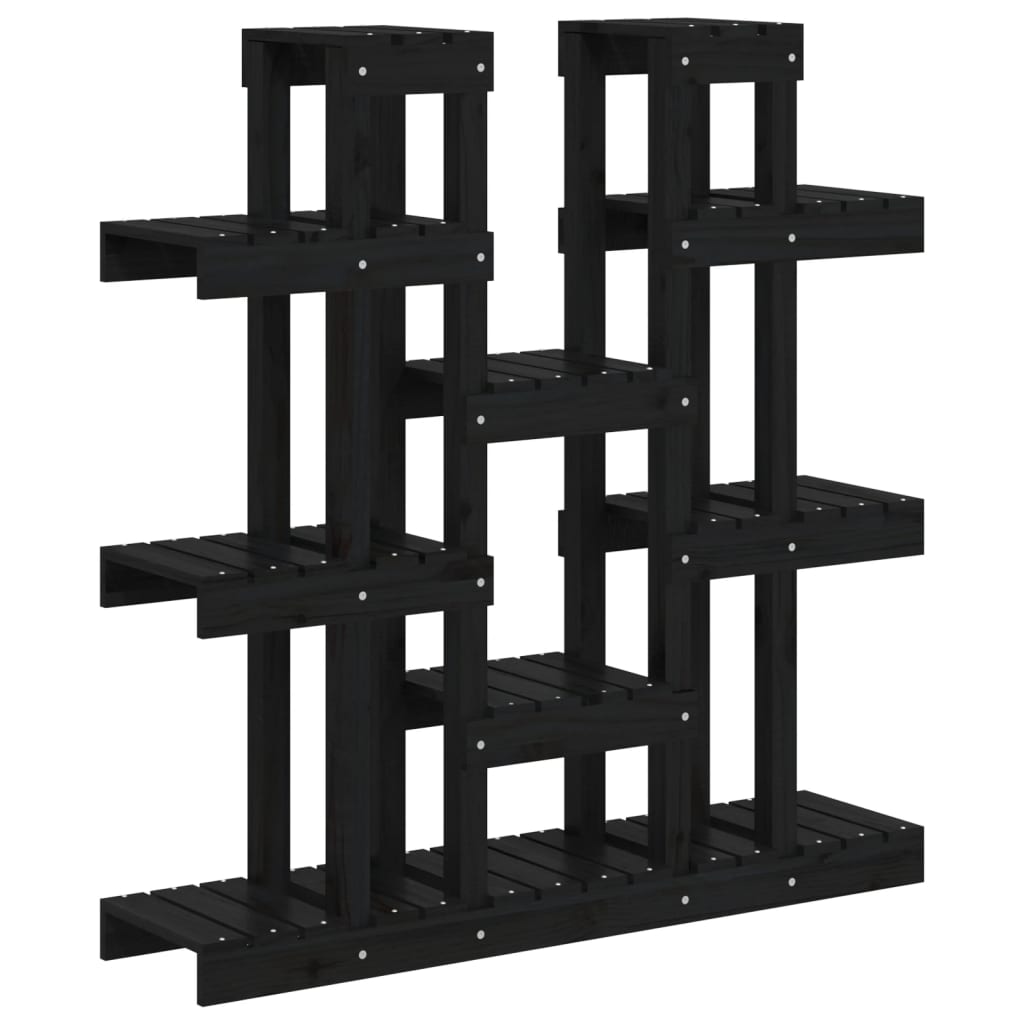 plantestativ 104,5x25x109,5 cm massivt fyrretræ sort