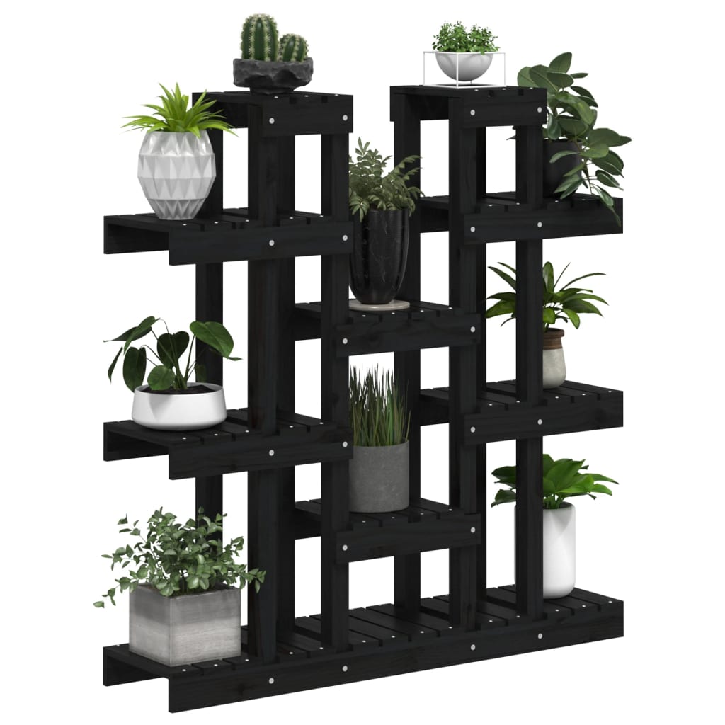 plantestativ 104,5x25x109,5 cm massivt fyrretræ sort