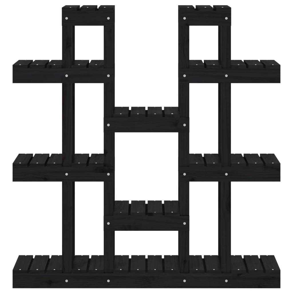 plantestativ 104,5x25x109,5 cm massivt fyrretræ sort