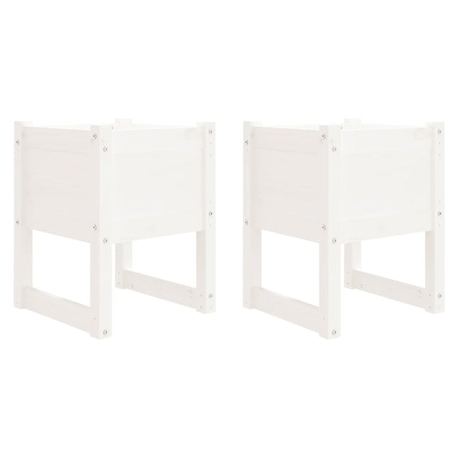 plantekasser 2 stk. 40x40x52,5 cm massivt fyrretræ hvid