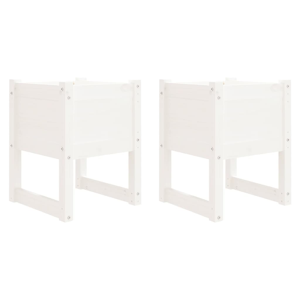 plantekasser 2 stk. 40x40x52,5 cm massivt fyrretræ hvid