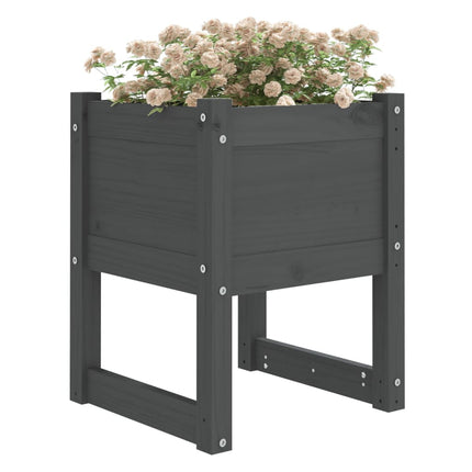 plantekasser 2 stk. 40x40x52,5 cm massivt fyrretræ grå