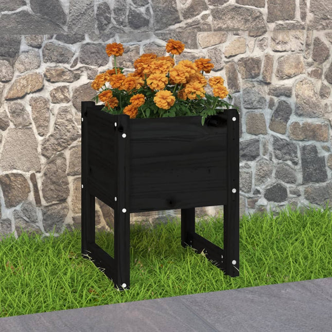 plantekasse 40x40x52,5 cm massivt fyrretræ sort