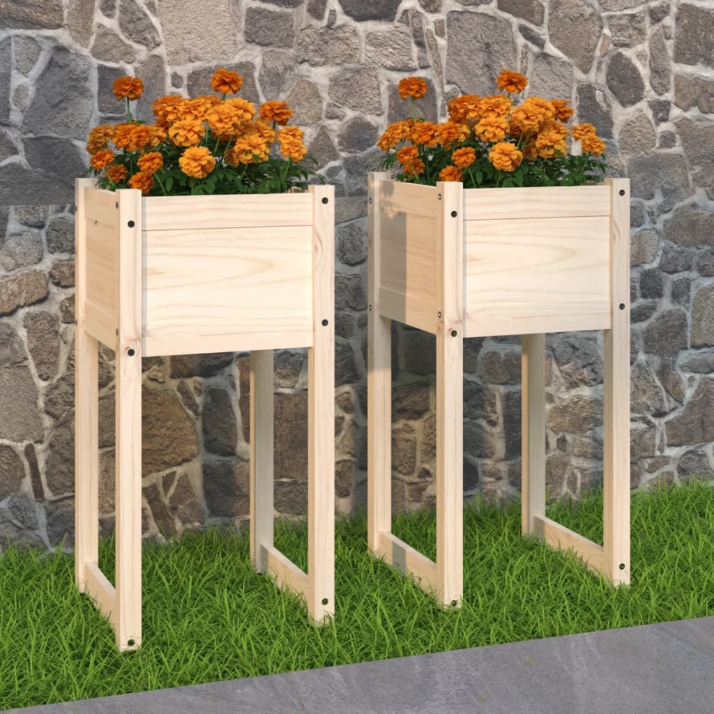plantekasser 2 stk. 40x40x81 cm massivt fyrretræ