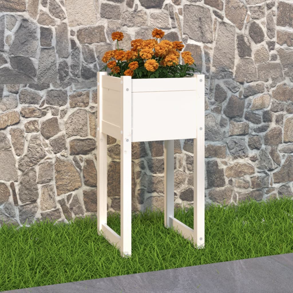 plantekasse 40x40x81 cm massivt fyrretræ hvid