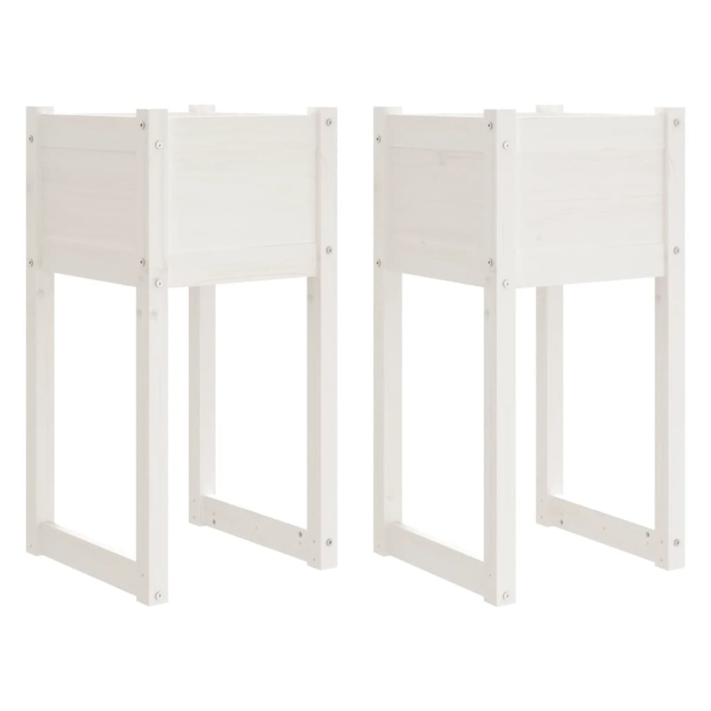 plantekasser 2 stk. 40x40x81 cm massivt fyrretræ hvid