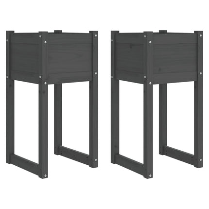 plantekasser 2 stk. 40x40x81 cm massivt fyrretræ grå