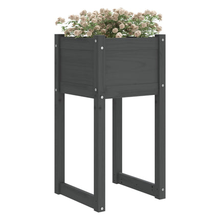 plantekasser 2 stk. 40x40x81 cm massivt fyrretræ grå