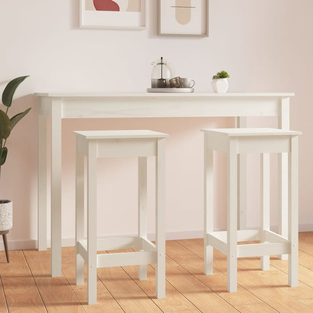 barstole 2 stk. 40x40x78 cm massivt fyrretræ hvid