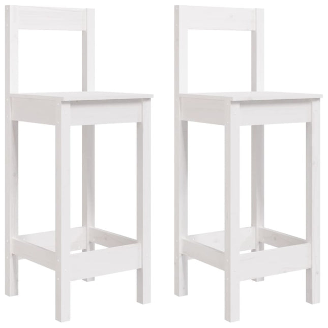 barstole 2 stk. 40x41,5x112 cm massivt fyrretræ hvid