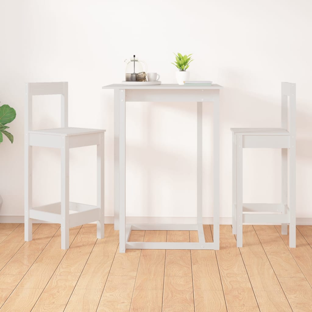 barstole 2 stk. 40x41,5x112 cm massivt fyrretræ hvid billede