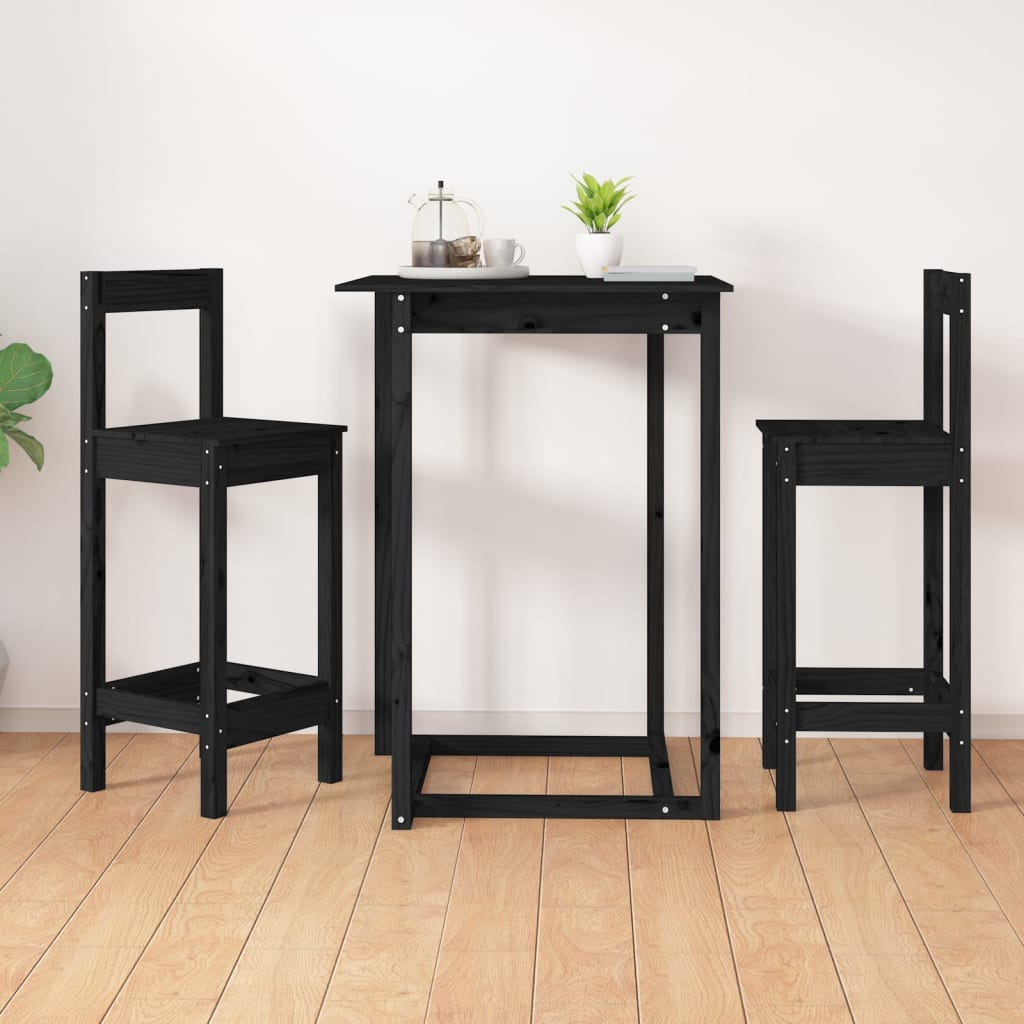 barstole 2 stk. 40x41,5x112 cm massivt fyrretræ sort
