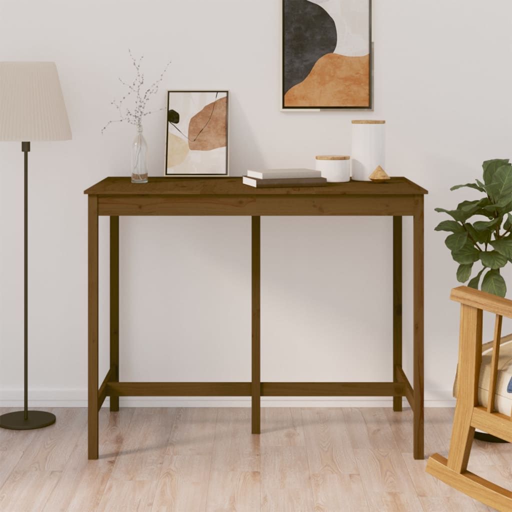 barbord 140x80x110 cm massivt fyrretræ gyldenbrun billede