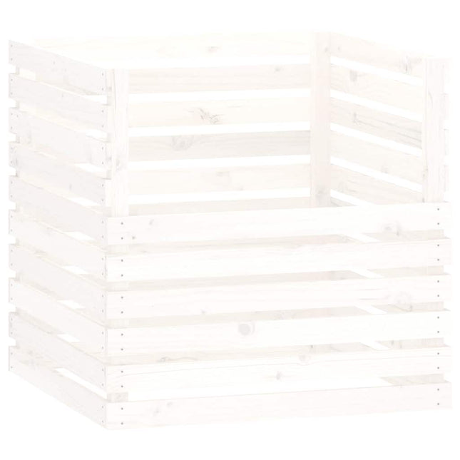 kompostbeholder 80x80x78 cm massivt fyrretræ hvid