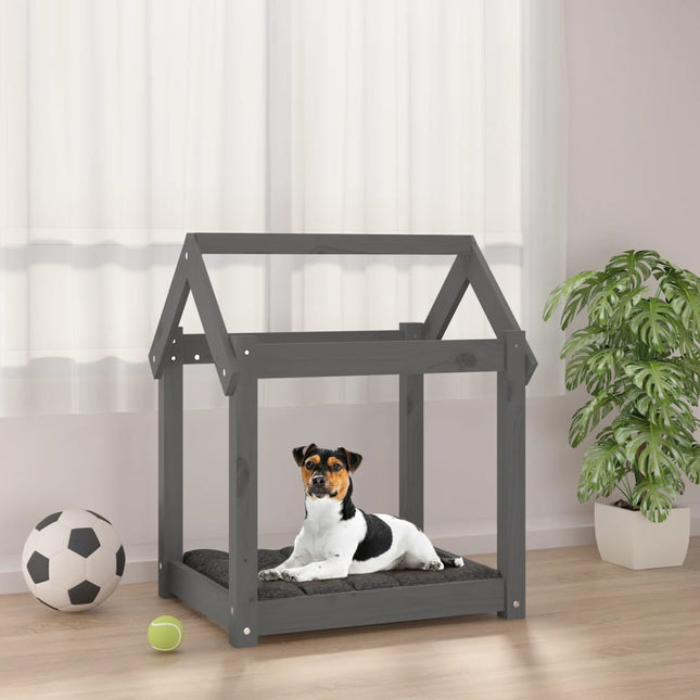 hundeseng 61x50x70 cm massivt fyrretræ grå