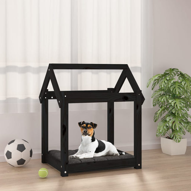 hundeseng 61x50x70 cm massivt fyrretræ sort
