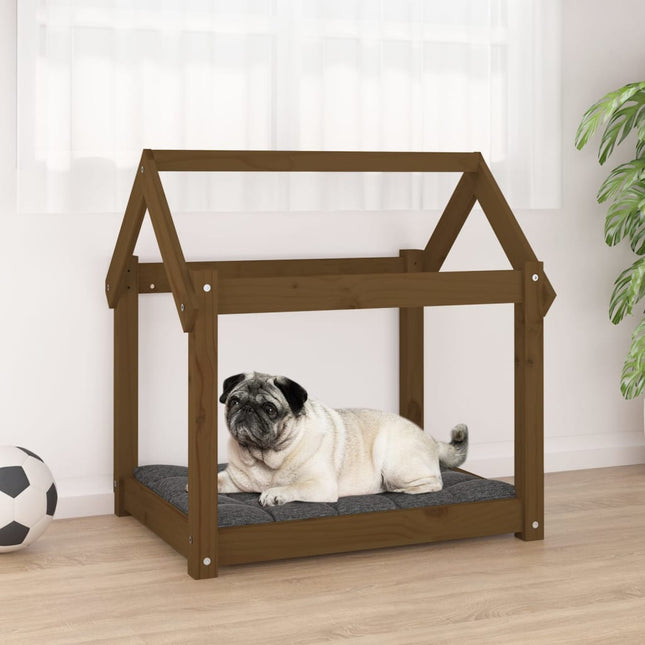 hundeseng 71x55x70 cm massivt fyrretræ gyldenbrun
