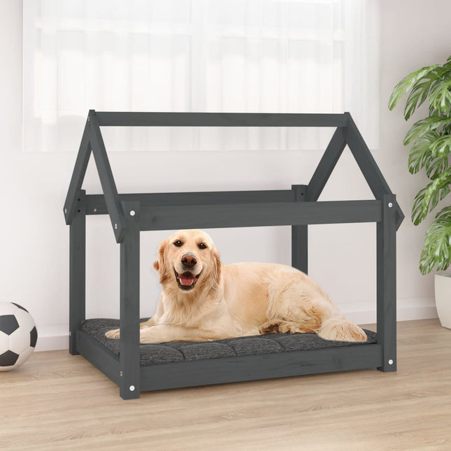 hundeseng 81x60x70 cm massivt fyrretræ grå