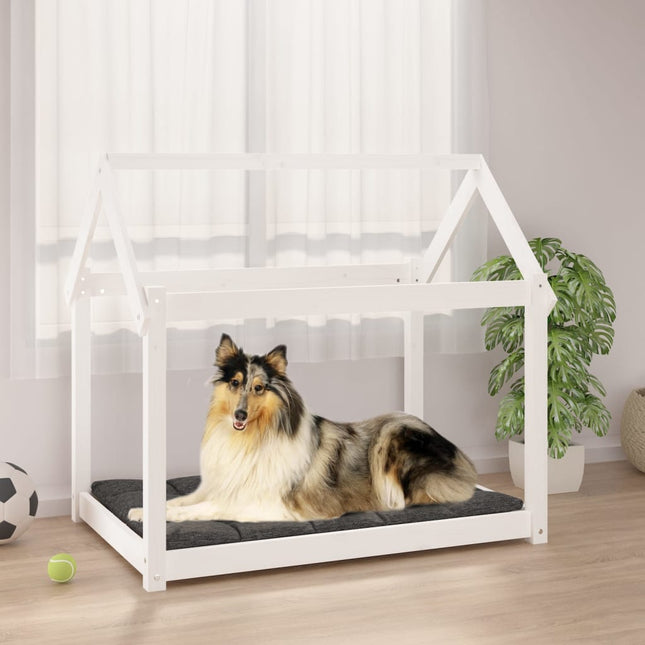 hundeseng 101x70x90 cm massivt fyrretræ hvid