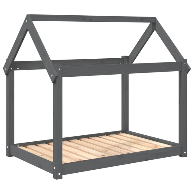 hundeseng 101x70x90 cm massivt fyrretræ grå