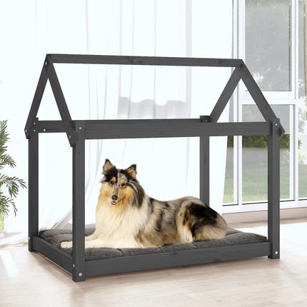 hundeseng 101x70x90 cm massivt fyrretræ grå