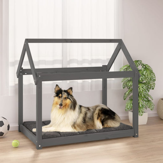 hundeseng 101x70x90 cm massivt fyrretræ grå