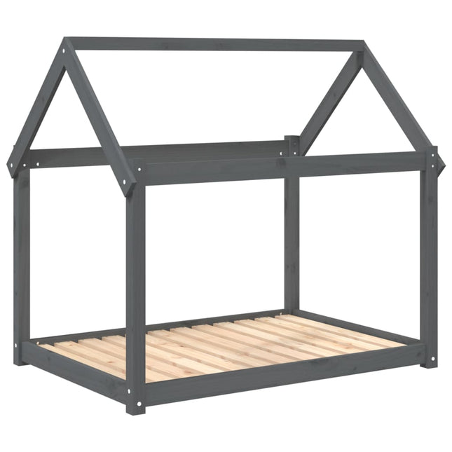hundeseng 111x80x100 cm massivt fyrretræ grå