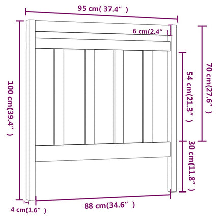 sengegavl 95x4x100 cm massivt fyrretræ