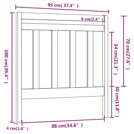 sengegavl 95x4x100 cm massivt fyrretræ hvid