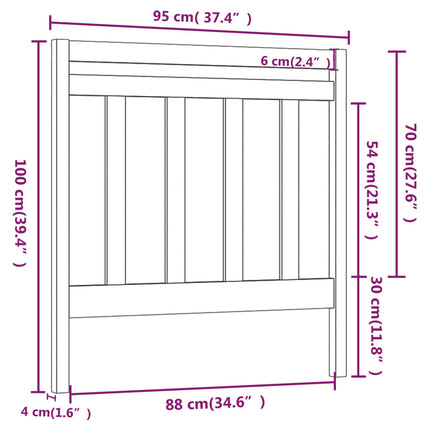 sengegavl 95x4x100 cm massivt fyrretræ grå