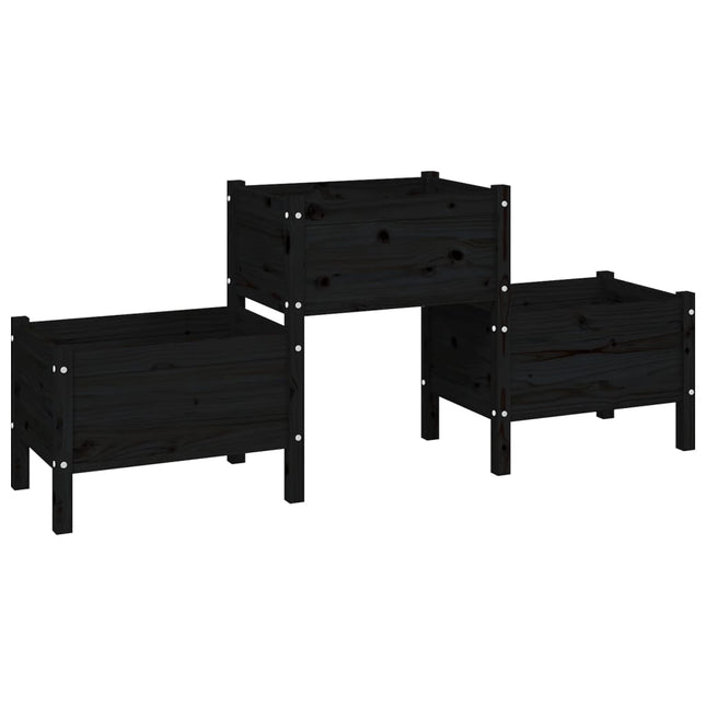 plantekasse 178,5x44x75 cm massivt fyrretræ sort
