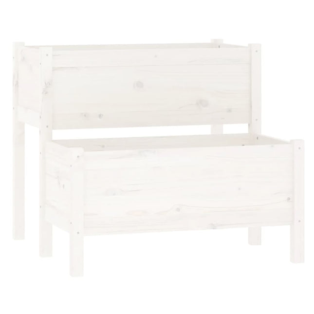 plantekasse 84,5x84x75 cm massivt fyrretræ hvid