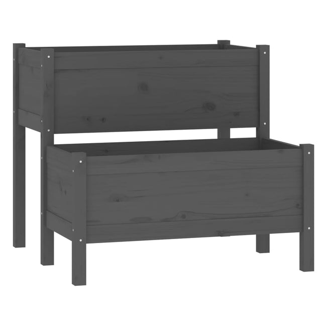 plantekasse 84,5x84x75 cm massivt fyrretræ grå