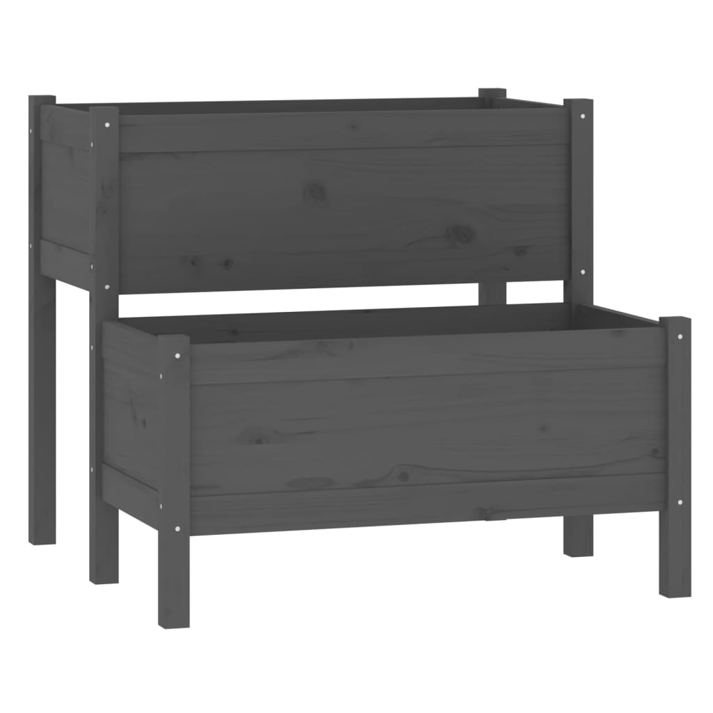 plantekasse 84,5x84x75 cm massivt fyrretræ grå