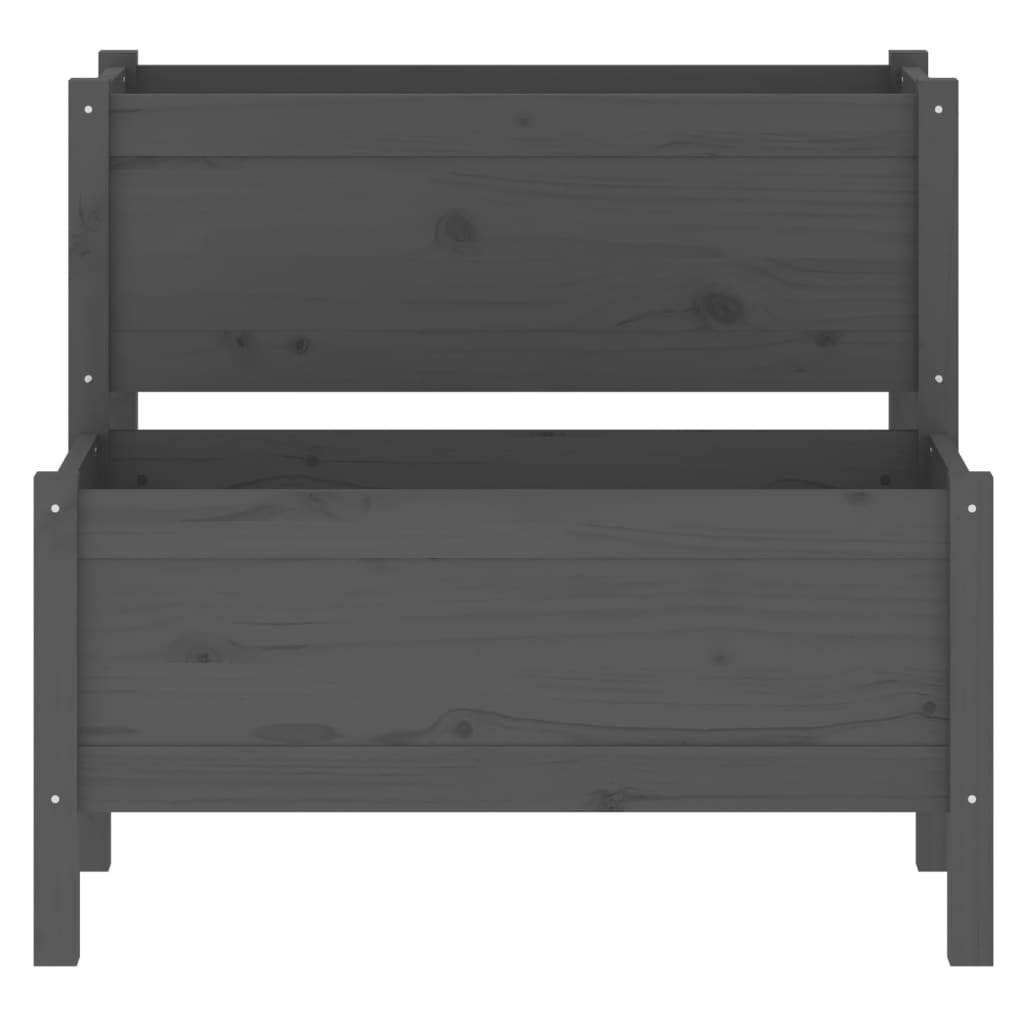 plantekasse 84,5x84x75 cm massivt fyrretræ grå